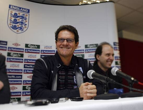 Nationaltrainer Fabio Capello (England) - Pressekonferenz - EDITORIAL USE ONLY. No use with unauthorised audio, video, data, fixture lists, club league logos or live services. Online in-match use limited to 120 images, no video emulation. No use in betting, games or single club league player publications. Fußball Herren Nationalteam 2009, Pressekonferenz, Pressetermin, Vdig Einzelbild London