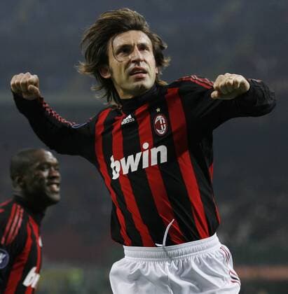 Andrea Pirlo (AC Mailand) - Torjubel - EDITORIAL USE ONLY. No use with unauthorised audio, video, data, fixture lists, club league logos or live services. Online in-match use limited to 120 images, no video emulation. No use in betting, games or single club league player publications. Fußball EC 3 Herren UEFA Cup 2008 2009, Europapokal, Pokal, AC Mailand, Milan, Vdig Einzelbild Mailand Freude,