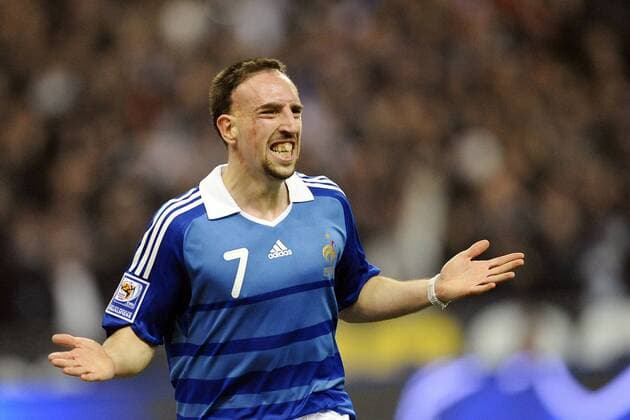 Franck Ribery (Frankreich) - Torjubel -  (pan30823) Fußball Länderspiel Herren WM Qualifikation 2009, Nationalteam, Nationaltrikot, Vdig Einzelbild Paris Freude,