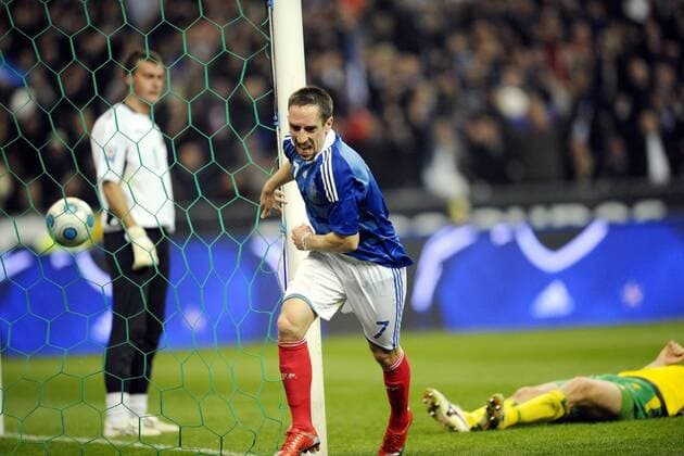 Franck Ribery (Frankreich) - Torjubel -  (pan30823) Fußball Länderspiel Herren WM Qualifikation 2009, Nationalteam, Nationaltrikot, Frankreich - Litauen 1:0, Vdig Einzelbild Paris Freude,