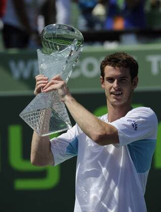 Andy Murray (Großbritannien) gewinnt die Sony Ericsson Open 2009 Tennis Herren Sony Ericsson Open 2009, ATP Tour, Finale Einzelbild o0 Andrew Key Biscayne Miami Freude,