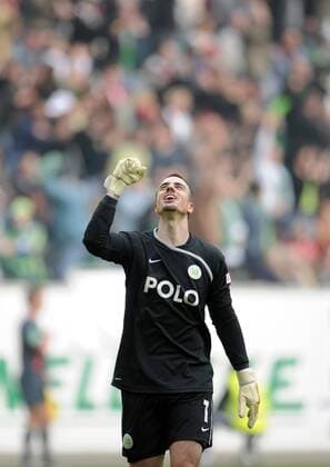 Torwart Diego Benaglio (Wolfsburg) jubelt Fußball 1. BL Herren Saison 2008 2009, VFL Wolfsburg Einzelbild Wolfsburg Freude,