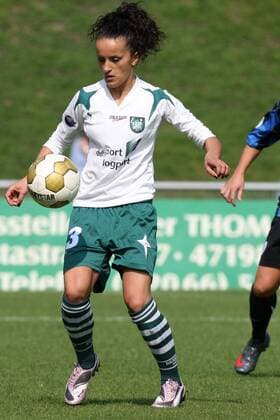 Fatmire Bajramaj (Duisburg) Fußball 1. BL Damen DFB Pokal 2008 2009, Pokalspiel, Halbfinale, Frauen, Frauenfußball Einzelbild Duisburg Dynamik,