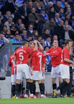 Torjubel Manchester United - Fußball EC 1 Herren Champions League 2008 2009, ManU Gruppe Porto Freude,