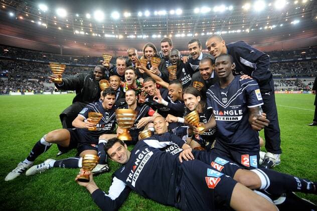 Bordeaux gewinnt den Coupe de la Ligue 2009 -  Fußball Herren Coupe de la Ligue 2008 2009, Französischer Ligapokal, Pokal Pokalspiel, Finale Girondins de Bordeaux Totale Paris Freude,