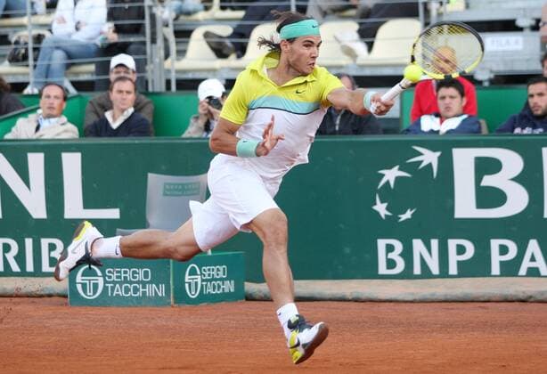 Rafael Nadal (Spanien) - (Lpag067) Tennis Herren Internazionali BNL d Italia 2009, dItalia, ATP Tour, Masters Series, Einzelbild Rom Dynamik,