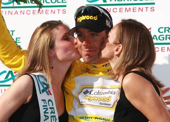 Frantisek Rabon (Tschechien Columbia High Road) übernimmt nach der 3. Etappe der Tour de Romandie das gelbe Trikot des Gesamtführenden Radsport Herren Tour de Romandie 2009, ProTour, Straßenradsport, Straße, Rad, Zeitfahren, Mannschaftszeitfahren Gruppe 3. Etappe: Yverdon Freude, 