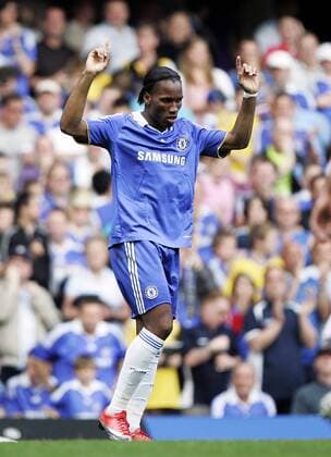Didier Drogba (Chelsea) - Torjubel - EDITORIAL USE ONLY. No use with unauthorised audio, video, data, fixture lists, club league logos or live services. Online in-match use limited to 120 images, no video emulation. No use in betting, games or single club league player publications. Fußball Herren English Premier League 2008 2009, 1. Englische Liga, FC Einzelbild London Freude,
