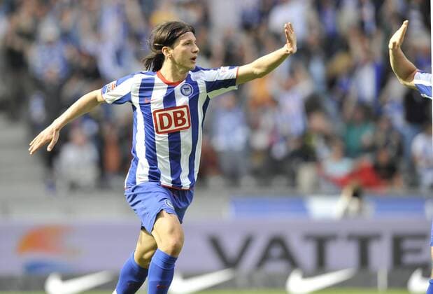 Marko Pantelic (Hertha) - Torjubel Fußball 1. BL Herren Saison 2008 2009, Hertha BSC Berlin Einzelbild Berlin Begeisterung, Freude,