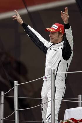 Jenson Button (England Brawn GP) - Sieger Großer Preis von Spanien 2009 Motorsport Grand Prix Herren Großer Preis von Spanien 2009, Formel 1 Weltmeisterschaft, F1, F, GP, WM, Einzelbild Circuit de Catalunya Barcelona Freude,