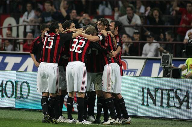 Torjubel AC Mailand - Fußball Herren Serie A 2008 2009, 1. Italienische Liga, Milan Gruppe Mailand Freude,