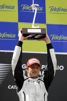 Jenson Button (England Brawn GP) - Sieger des GP von Spanien Motorsport Grand Prix Herren Großer Preis von Spanien 2009, Formel 1 Weltmeisterschaft, F1, F, GP, WM Einzelbild Circuit de Catalunya Barcelona Freude,