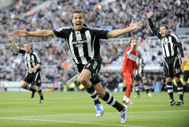 Steven Taylor (Newcastle) - Torjubel - EDITORIAL USE ONLY. No use with unauthorised audio, video, data, fixture lists, club league logos or live services. Online in-match use limited to 120 images, no video emulation. No use in betting, games or single club league player publications. Fußball Herren English Premier League 2008 2009, 1. Englische Liga, Newcastle United Gruppe Newcastle Freude,
