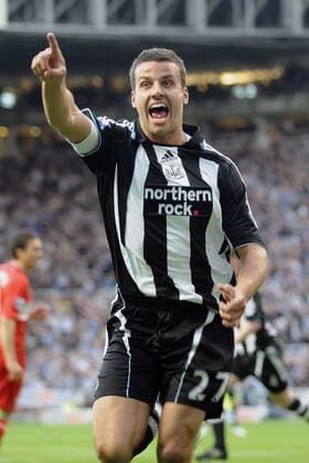 Steven Taylor (Newcastle) - Torjubel - EDITORIAL USE ONLY. No use with unauthorised audio, video, data, fixture lists, club league logos or live services. Online in-match use limited to 120 images, no video emulation. No use in betting, games or single club league player publications. Fußball Herren English Premier League 2008 2009, 1. Englische Liga, Newcastle United Einzelbild Newcastle Freude,