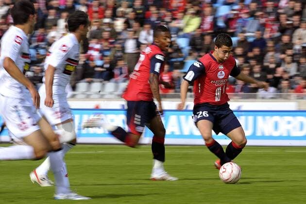 Eden Hazard (Lille, re.) -  Fußball Herren Ligue 1 2008 2009, 1. Französische Liga, OSC Lille - OGC Nizza 1:1 Gruppe Lille Dynamik,