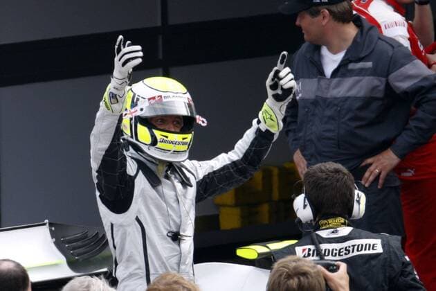 Jenson Button (England Brawn GP) holt sich die Pole Position beim Großen Preis von Monaco 2009 Motorsport Herren Großer Preis von Monaco 2009, Formel 1 Weltmeisterschaft, F1, F, GP, WM, Qualifying Einzelbild Monte Carlo Begeisterung, Freude,