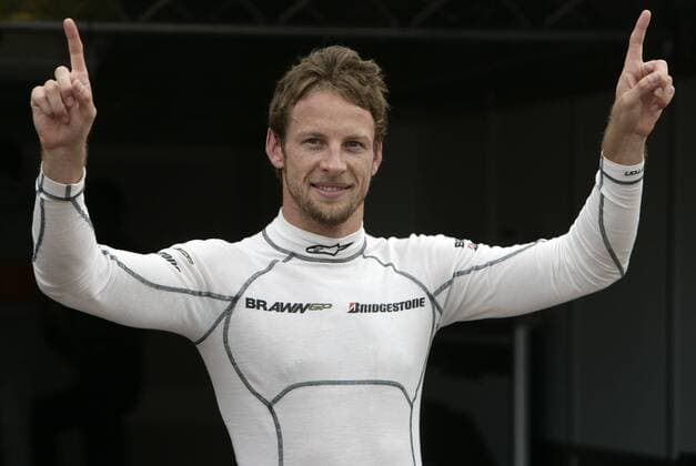 Jenson Button (England Brawn GP) jubelt über die Pole Position beim GP von Monaco 2009 Motorsport Grand Prix Herren Großer Preis von Monaco 2009, Formel 1 Weltmeisterschaft, F1, F, GP, WM Einzelbild Monte Carlo Freude,