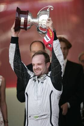 Rubens Barrichello (Brasilien Brawn GP) ist Zweiter beim Großen Preis von Monaco 2009 Motorsport Grand Prix Herren Großer Preis von Monaco 2009, Formel 1 Weltmeisterschaft, F1, F, GP, WM Einzelbild Monte Carlo Begeisterung, Freude,