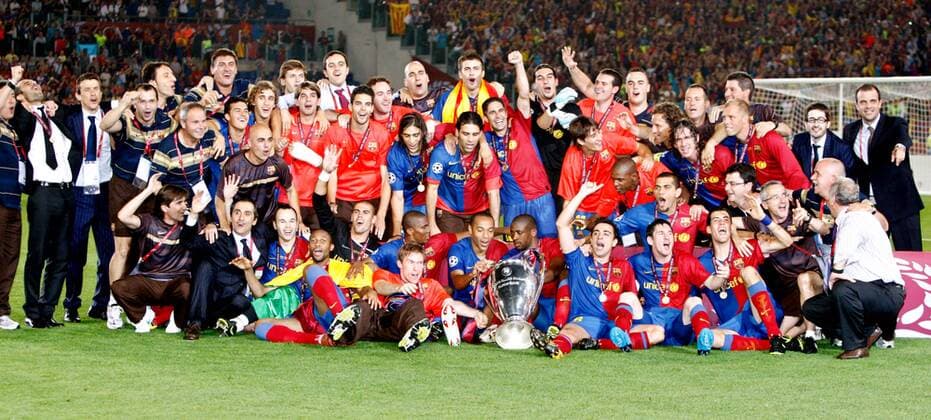 FC Barcelona ist Champions League Sieger 2009 -  Fußball EC 1 Herren Champions League Finale 2008 2009, FC Barca Totale Rom Begeisterung, Freude,