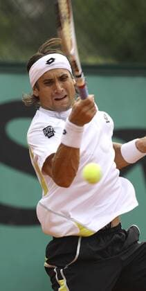 David Ferrer (Spanien) Tennis Herren French Open 2009, Grand Slam, ATP Tour Einzelbild Roland Garros Paris Dynamik,