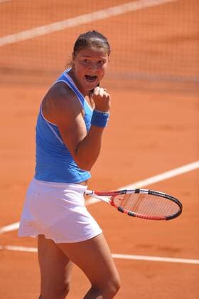 Dinara Safina (Rußland) jubelt -  Tennis Damen French Open 2009, Grand Slam, WTA Tour, Vdig Einzelbild Roland Garros Paris Freude,