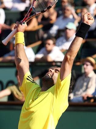 Fernando Gonzalez (Chile) jubelt -  Tennis Herren French Open 2009, Grand Slam, ATP Tour Einzelbild Roland Garros Paris Glück, Freude,