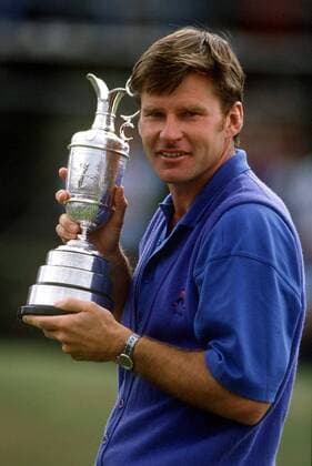 Nick Faldo (England) mit der Claret Jug für den Sieg bei den British Open 1992 -  Golf Herren The British Open Championship 1992, PGA European Tour Einzelbild Muirfield Freude,