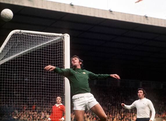 Torwart Alexander Cyril Stepney (Manchester United) -  Fußball Herren English First Division 1972 1973, 1. Liga, manu - Derby County Gruppe Manchester