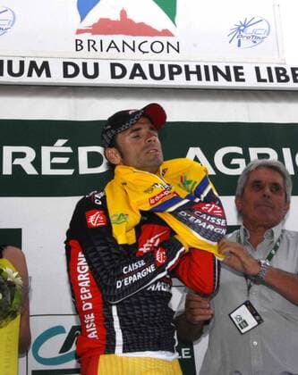 Alejandro Valverde (Spanien Caisse d Epargne) nach der 6. Etappe des Criterium du Dauphine Libere 2009 von Gap nach Briancon im gelben Trikot -  Radsport Herren Criterium du Dauphine Libere 2009, Straßenradsport, Straße, Rad, ProTour Gruppe 6. Etappe: Gap - Briancon