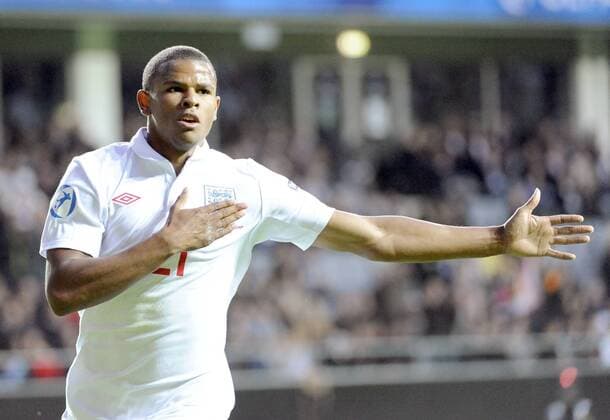 Fraizer Campbell (England U21) - Torjubel -  Fußball EM Herren U21 EM 2009, U 21, Länderspiel, Nationalmannschaft, Nationaltrikot Einzelbild Göteborg Freude,