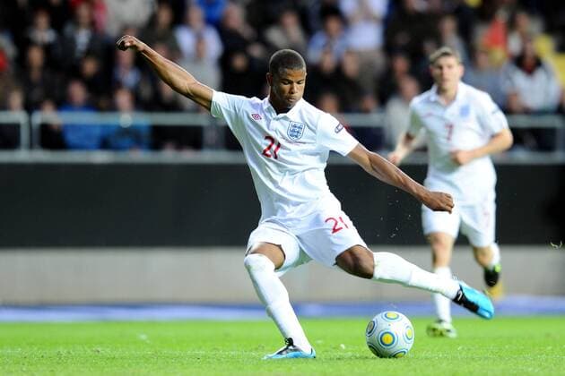 Fraizer Campbell (England U21) erzielt das Tor zum 1:0 -  Fußball EM Herren U 21 EM 2009, U21, Länderspiel, Nationalmannschaft, Nationaltrikot Einzelbild Göteborg Dynamik,