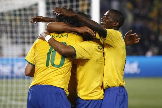 Torjubel Brasilien -  Fußball Länderspiel Herren Confed Cup 2009, Brasilien Gruppe Pretoria Tshwane Freude,