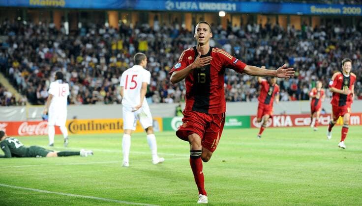 Sandro Wagner (Deutschland U21) - Torjubel -  Fußball EM Herren U21 EM 2009, U 21, Nationalmannschaft, Nationaltrikot Einzelbild Finale Malmö Freude, Begeisterung,