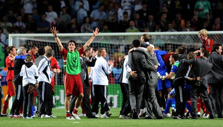 Deutschland - U21 Europameister 2009 mit Mats Hummels (Mitte) -  Fußball Länderspiel Herren U 21 EM 2009, Finale, Nationalmannschaft, Nationaltrikot Totale Malmö Freude,