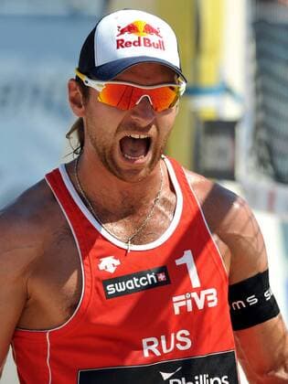 Igor Kolodinsky (Russland) jubelt -  Beachvolleyball WM Herren Beach WM 2009 Einzelbild Stavanger Freude,