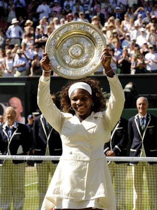 Serena Williams (USA) gewinnt Wimbledon 2009 Tennis Damen All England Championships 2009, Grand Slam, WTA Tour, Finale Einzelbild Wimbledon London Begeisterung, Freude,