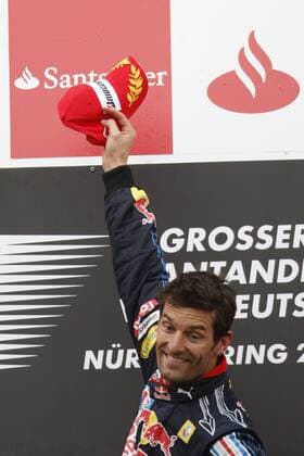 Mark Webber (Australien Red Bull) gewinnt den GP von Deutschland 2009 Motorsport Grand Prix Herren Großer Preis von Deutschland 2009, Formel 1 Weltmeisterschaft, F1, F, GP, WM Einzelbild Nürburgring Nürburg Freude,
