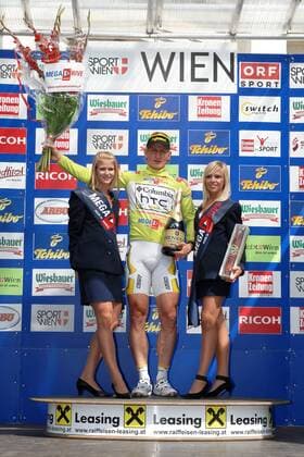 Andre Greipel (Deutschland Columbia High Road) gewinnt das grüne Trikot der Tour of Austria 2009 Radsport Herren Tour of Austria 2009, Österreichrundfahrt, Österreich Rundfahrt, Straßenradsport, Straße, Rad, Gruppe 8. Etappe: Podersdorf - Wien Freude,