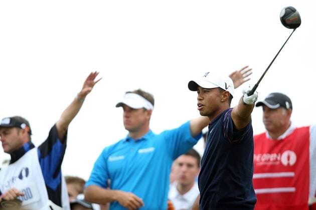 Tiger Woods (USA, vorn) -  Golf Herren The British Open Championship 2009, European PGA Tour Gruppe Turnberry Ayrshire Nachdenklichkeit,