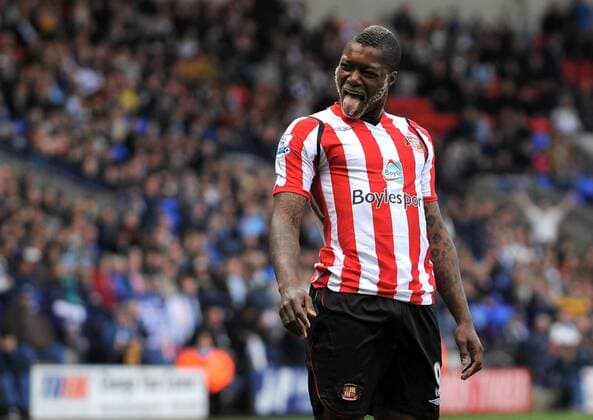 Djibril Cisse of AFC Sunderland reacts after a missed chance to score Premier League EDITORIAL USE ONLY. No use with unauthorised audio, video, data, fixture lists, club league logos or live services. Online in-match use limited to 120 images, no video emulation. No use in betting, games or single club league player publications.