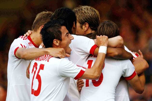 DUBLIN - Champions League Qualifikation, Red Bull Salzburg . Bild zeigt den Jubel von Red Bull Salzburg.  o0 FC Redbull RB