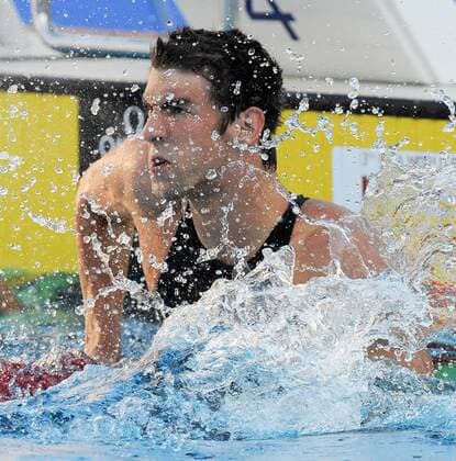 Michael Phelps (USA) - Weltmeister über 100m Schmetterling - xFRA (InsidePool204) Schwimmen WM Herren WM 2009, 100m Delphin, Schmetterling Einzelbild Rom Freude,
