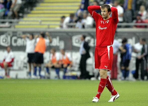 Torwart Jon Knudsen (Stabaek) enttäuscht -  Fußball EC 1 Herren Champions League Quali 2009 2010, Stabaek IF Einzelbild Stabaek