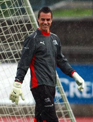 Torwart Diego Benaglio (Schweiz) Fußball Herren Nationalteam 2009, Training Einzelbild Basel 