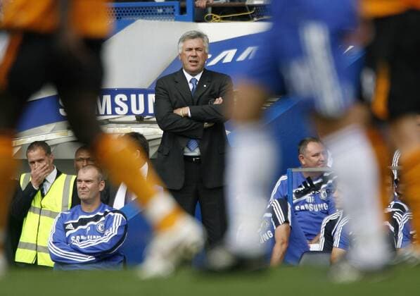 Chelsea s coach Carlo Ancelotti EDITORIAL USE ONLY. No use with unauthorised audio, video, data, fixture lists, club league logos or live services. Online in-match use limited to 120 images, no video emulation. No use in betting, games or single club league player publications. o0 FC