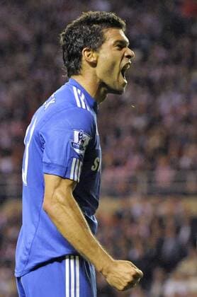 FC Chelsea London s Michael Ballack celebrates - EDITORIAL USE ONLY. No use with unauthorised audio, video, data, fixture lists, club league logos or live services. Online in-match use limited to 120 images, no video emulation. No use in betting, games or single club league player publications. o0 Jubel, Freude