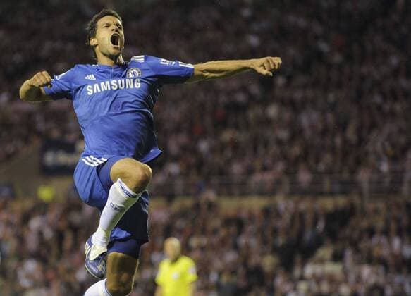 FC Chelsea London s Michael Ballack celebrates - EDITORIAL USE ONLY. No use with unauthorised audio, video, data, fixture lists, club league logos or live services. Online in-match use limited to 120 images, no video emulation. No use in betting, games or single club league player publications. o0 Jubel, Freude