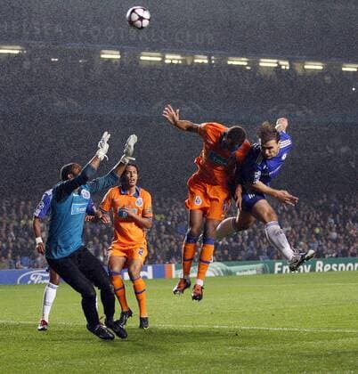 FC Chelsea London s Branislav Ivanovic (R) - Chelsea v FC Porto - EDITORIAL USE ONLY. No use with unauthorised audio, video, data, fixture lists, club league logos or live services. Online in-match use limited to 120 images, no video emulation. No use in betting, games or single club league player publications.