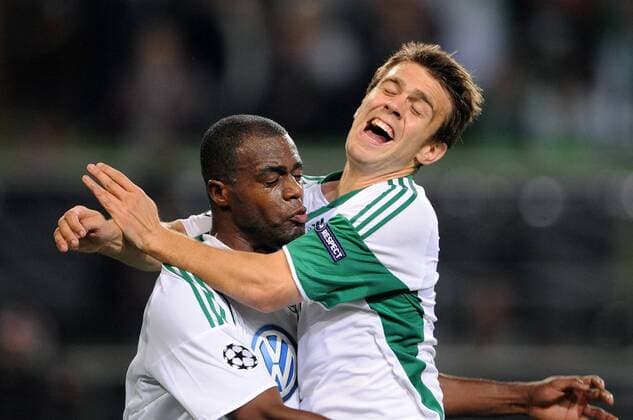 GRAFITE (li) und Zvjezdan MISIMOVIC (re, beide VfL Wolfsburg) jubeln nach dem 2:0  o0 Jubel Freude