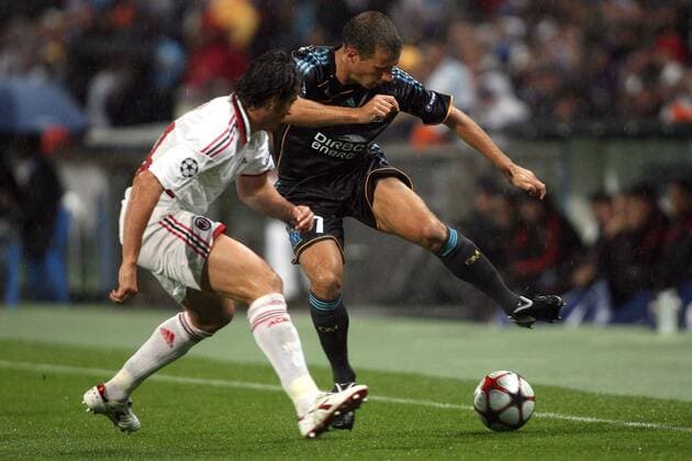 Benoit Cheyrou (Marseille, R) et Massimo Oddo (Milan AC) -  o0 Olympique OM Mailand